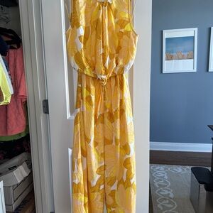 Faithfull the Brand Women's Yellow Floral Cutout Romper USA Size 8